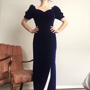 Blue velvet formal dress